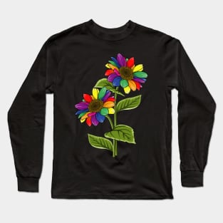 Rainbow Sunflowers Long Sleeve T-Shirt